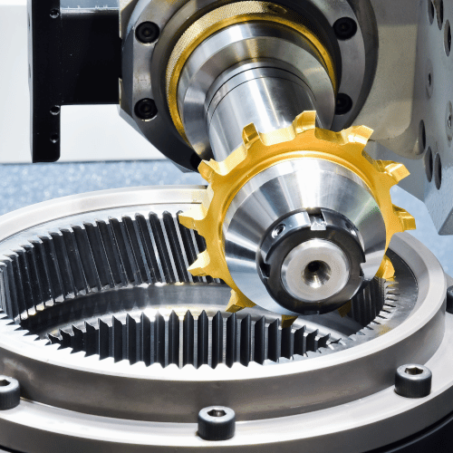 A gear cutting machine working on the inside of a gear